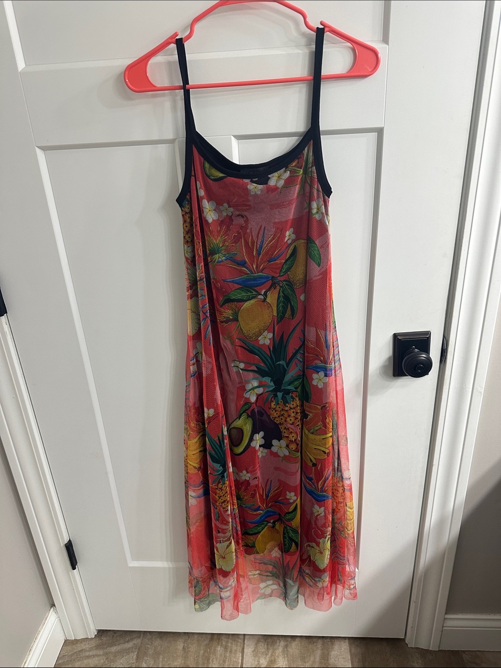 Angel Coral Tropical Fruit Maxi Slip Dress
